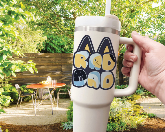 Personalized Rad Dad Tumbler HG 40oz, Blue Bingo Dad Father's Day Custom Cup, Cool Dad Club Blue Fans