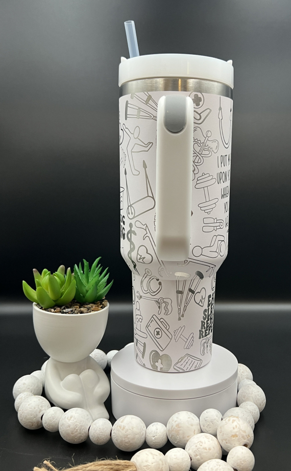 Athletic Training Laser Engraved 30oz or 40oz Tumbler with Handle, Birthday Anniversary Tumbler Gift HFN, Custom Engraved Seamless Tumbler, Double Wall Insulated Cup