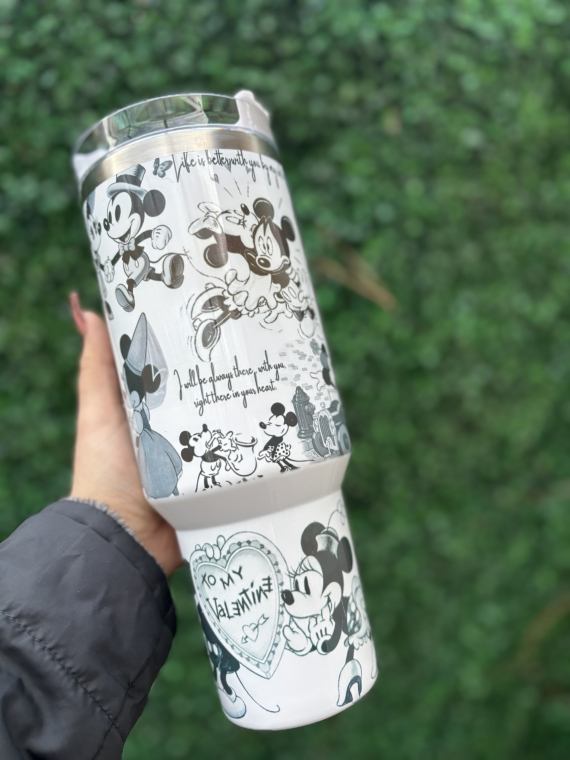 Mickey Mouse| Valentines Day Tumbler Gift| 30oz or 40oz Tumbler with handle, Birthday Anniversary Gift for Disney fan HFN