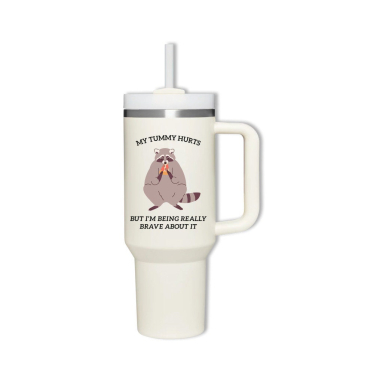 30oz or 40 oz funny raccoon tumbler, raccoon meme gift, my tummy hurts merch, 30oz or 40oz travel mug for him, viral raccoon gift for her, Coffee tumbler HFN