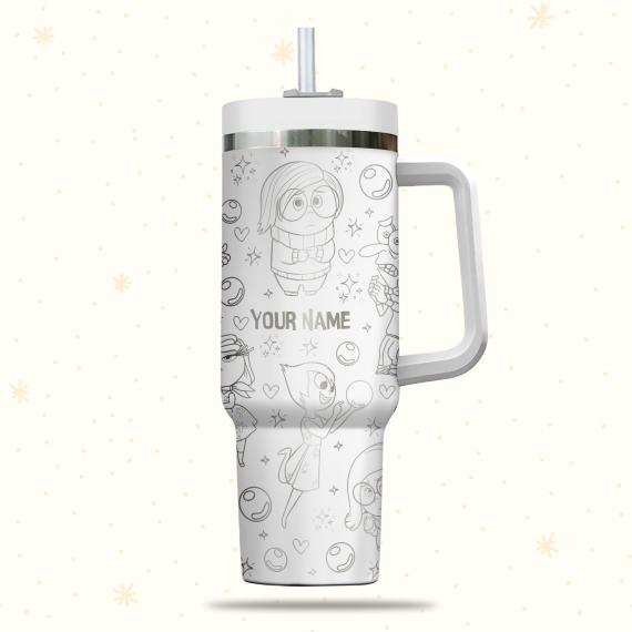 Inside Out Disney Cartoon  30oz or 40oz Quencher Stainless Steel Tumbler With Handle, Best Gift Idea NVA
