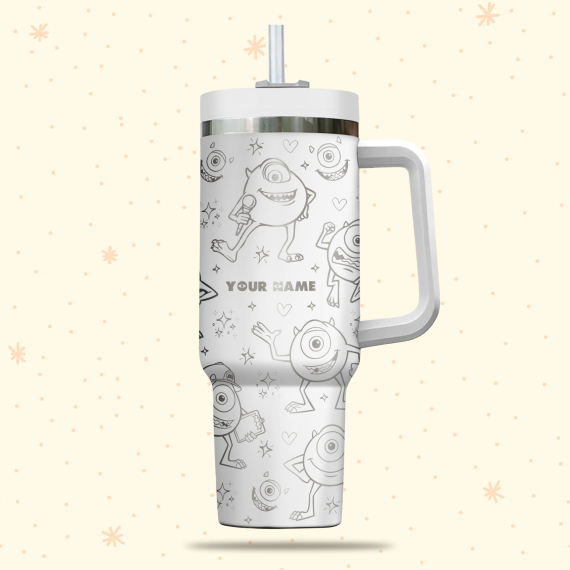 Mike Monster Inc Disney Cartoon Custom Stanley Quencher 30oz or 40oz Stainless Steel Tumbler With Handle HG