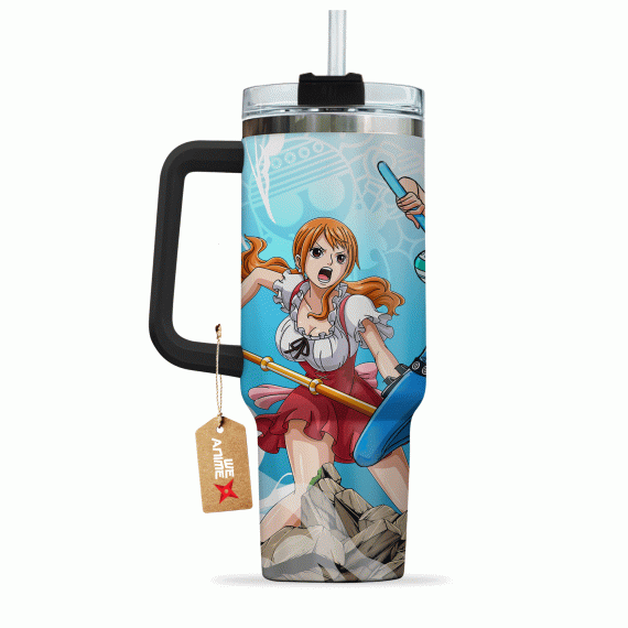 Nami One Piece Anime Custom 30oz or 40oz Quencher Stainless Steel Tumbler With Handle, Best Gift Idea NVA, Best Gift Idea NVA