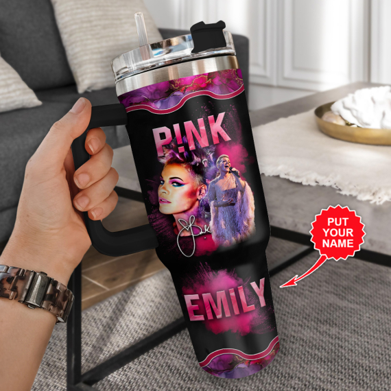 PINK Music Custom Stanley Quencher 30oz or 40oz Stainless Steel Tumbler With Handle HG