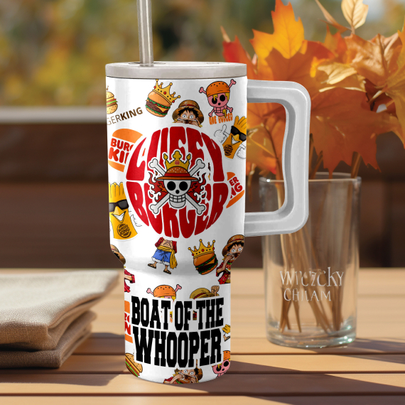 Pirate King One Piece Anime Custom 30oz or 40oz Quencher Stainless Steel Tumbler With Handle, Best Gift Idea NVA, Best Gift Idea NVA