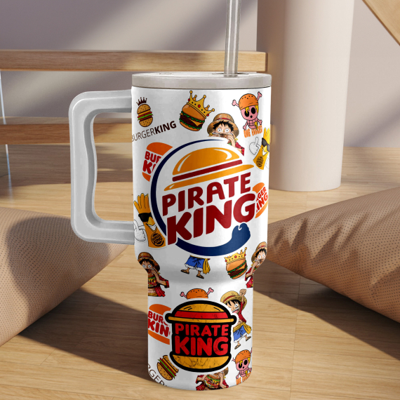 Pirate King One Piece Anime Custom 30oz or 40oz Quencher Stainless Steel Tumbler With Handle, Best Gift Idea NVA, Best Gift Idea NVA