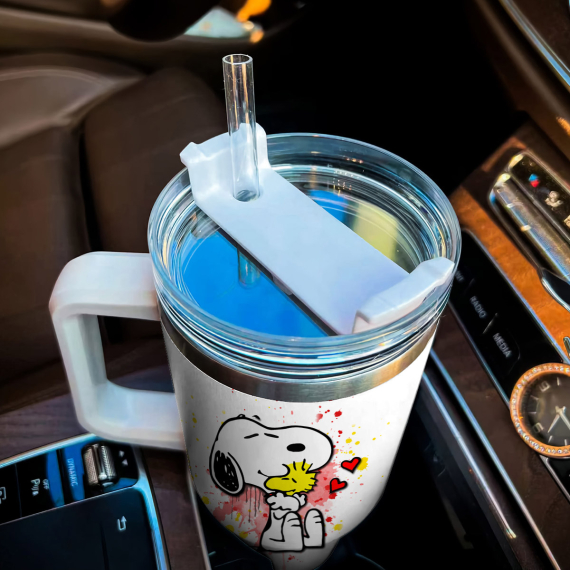 Snoopy Peanuts Cartoon Custom Quencher 30oz or 40oz Stainless Steel Tumbler HG With Handle
