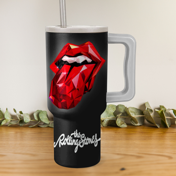 The Rolling Stones Music Custom Stanley Quencher 40oz Stainless Steel Tumbler HG With Handle