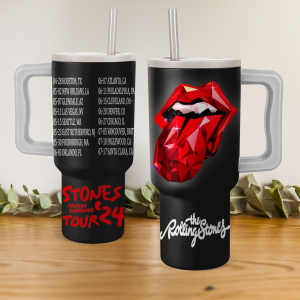 The Rolling Stones Music Custom Stanley Quencher 40oz Stainless Steel Tumbler HG With Handle