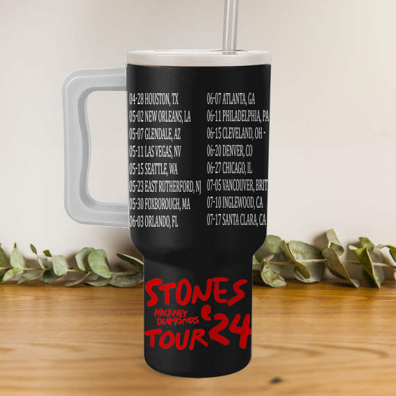 The Rolling Stones Music Custom Stanley Quencher 40oz Stainless Steel Tumbler HG With Handle