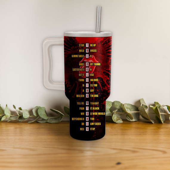 The Rolling Stones Music Custom Stanley Quencher 40oz Stainless Steel Tumbler HG With Handle