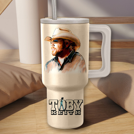 Toby Keith Music Custom Stanley Quencher 40oz Stainless Steel Tumbler HG With Handle