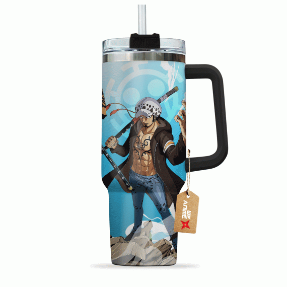 Trafalgar D. Law One Piece Anime Custom 30oz or 40oz Quencher Stainless Steel Tumbler With Handle, Best Gift Idea NVA, Best Gift Idea NVA