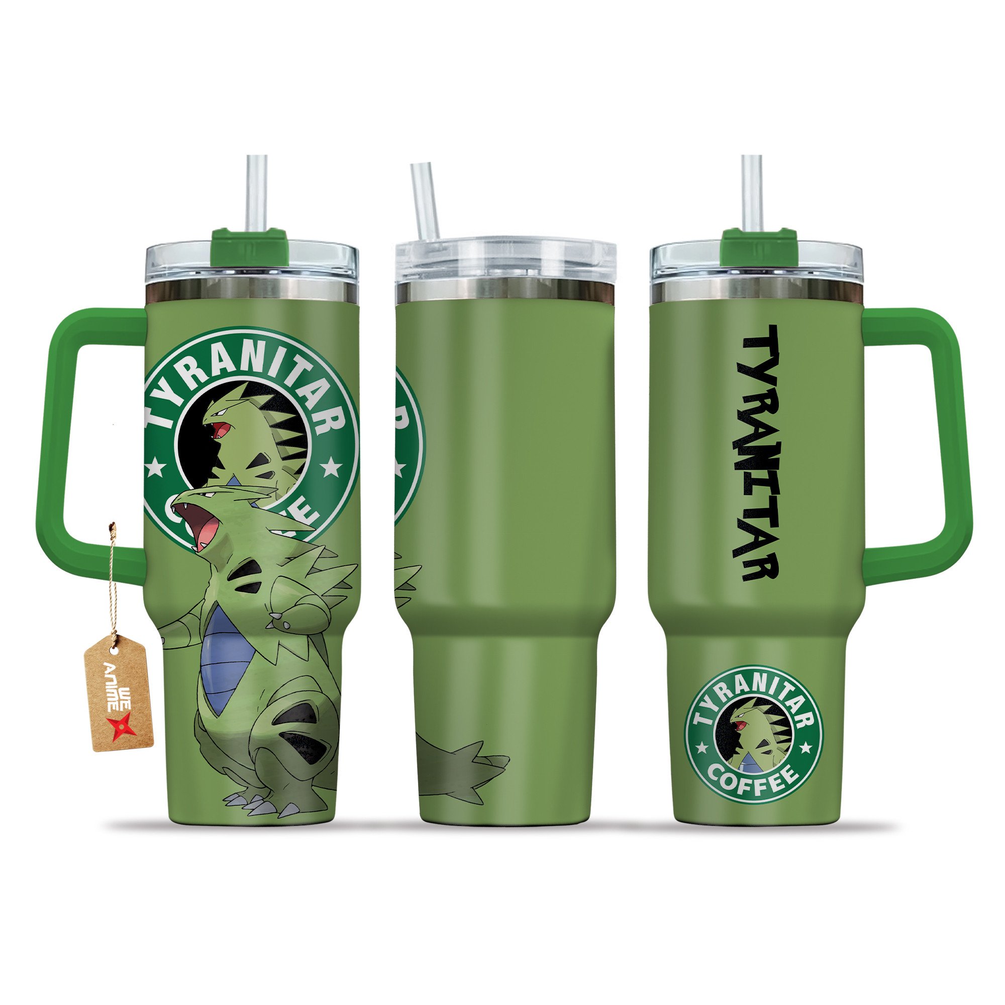 Tyranitar Coffee Pokemon Anime Custom   Quencher 30oz or 40oz Stainless Steel Tumbler With Handle HG
