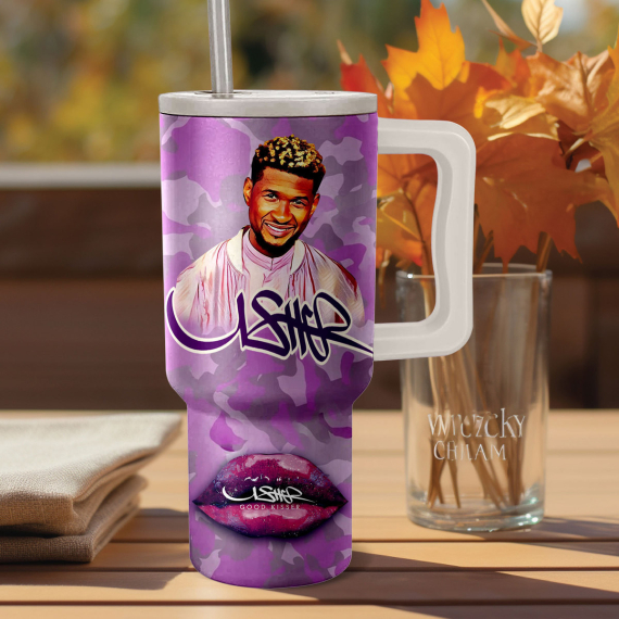 Usher Good Kisser Music Custom Stanley Quencher 40oz Stainless Steel Tumbler HG With Handle