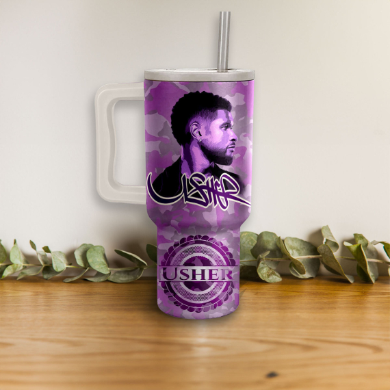 Usher Good Kisser Music Custom Stanley Quencher 40oz Stainless Steel Tumbler HG With Handle