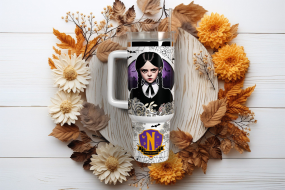 Wednesday Addams TV Series Custom Quencher 30oz or 40oz Stainless Steel Tumbler With Handle, Best Gifts NVA