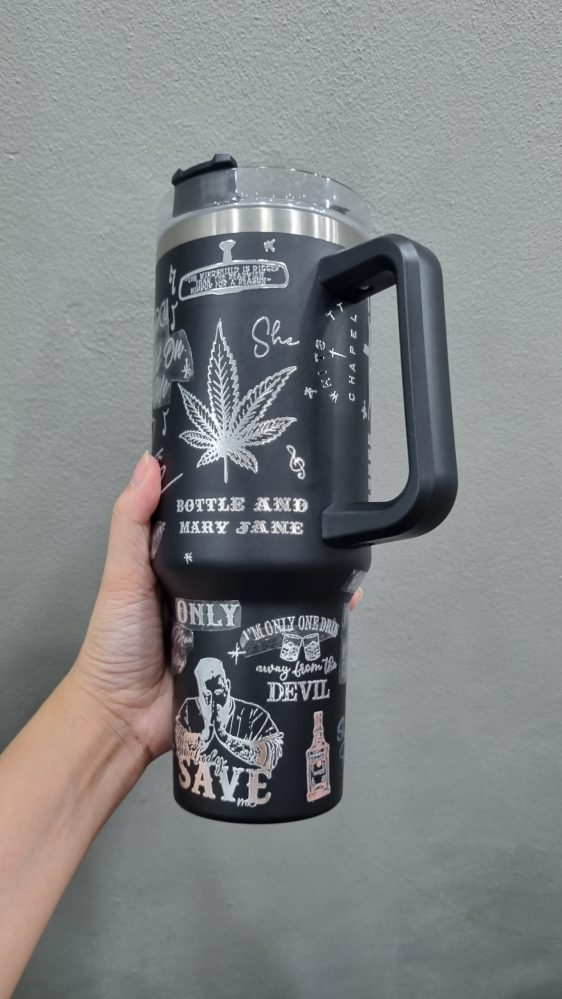 Country Music Jelly Roll Laser Engraved  Custom Stanley Quencher HG 30oz or 40oz Engraved  Stainless Steel Tumbler With Handle
