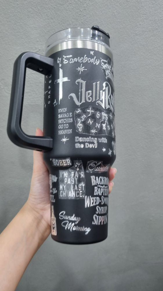 Country Music Jelly Roll Laser Engraved  Custom Stanley Quencher HG 30oz or 40oz Engraved  Stainless Steel Tumbler With Handle