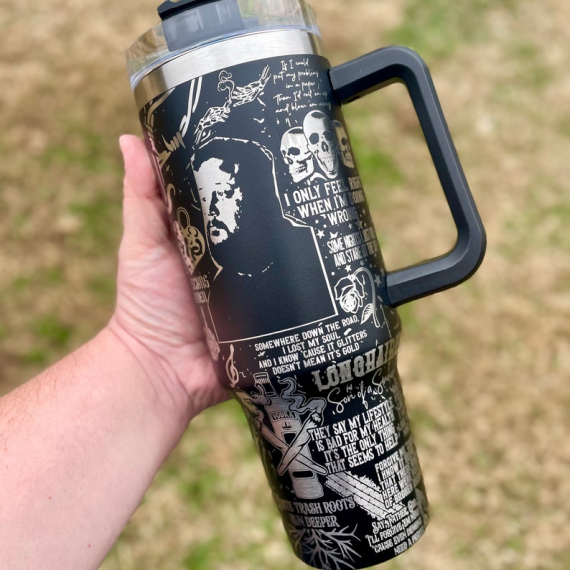 Country Music Jelly Roll Laser Engraved  Custom Stanley Quencher HG 30oz or 40oz Engraved  Stainless Steel Tumbler With Handle