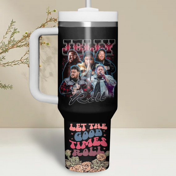 Jelly Roll Music Custom  Quencher 40oz Stainless Steel Tumbler HG With Handle