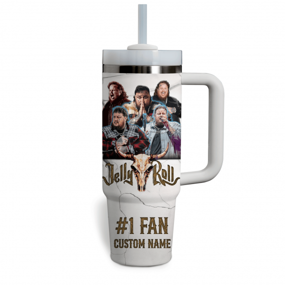Jelly Roll Music Custom Stanley Quencher 30oz or 40oz Stainless Steel Tumbler With Handle HG