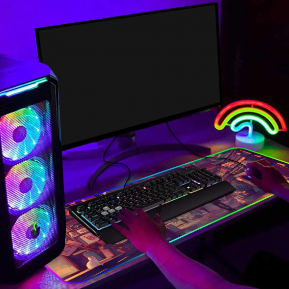 Anime Gaming RGB Mousepad Led Gaming Computer Accessories HG