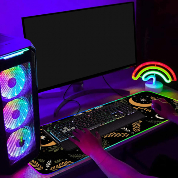 Celestial Boho Butterfly RGB Mousepad Led Gaming Computer Accessories HG Bohemia Aesthetic Kawaii