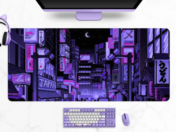 Purple Japanese Anime Mouse Mat Large Gaming Pad For Mouse and Keyboard Mouse Mat Pad QDH