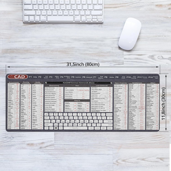 Engineer Architect Gifts Ultimate Auto cad Command Alia ses Shortcuts Mouse Mat, Quick Command Reference for Auto cad Users Mousepad,Gift for Architect Desk Mat Gaming Desk Mat HG