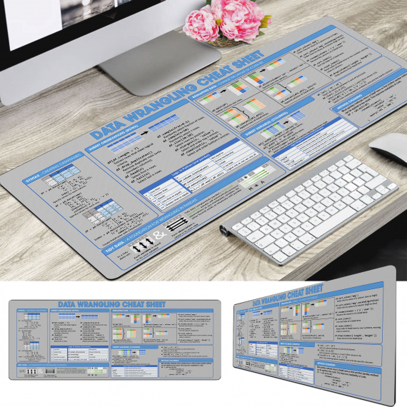 Data Wrangling Cheat Sheet Data Wrangling Mouse Mat Mousepad Data Wrangling Desk Mat QDH