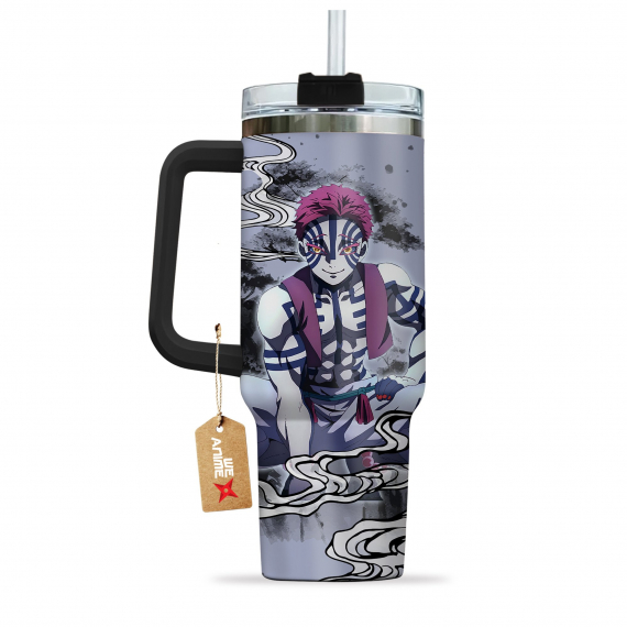 Akaza Kimestu no Yaiba Demon Slayer  Anime Custom Quencher 30oz or 40oz Stainless Steel Tumbler With Handle HG