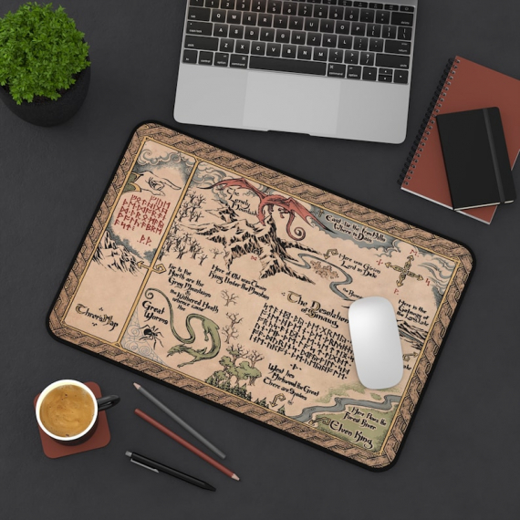 LOTR Middle Earth Map Mousepad | The Hobbit Map Desk Mat | Gift For Gamer | Mothers Day HG Gift