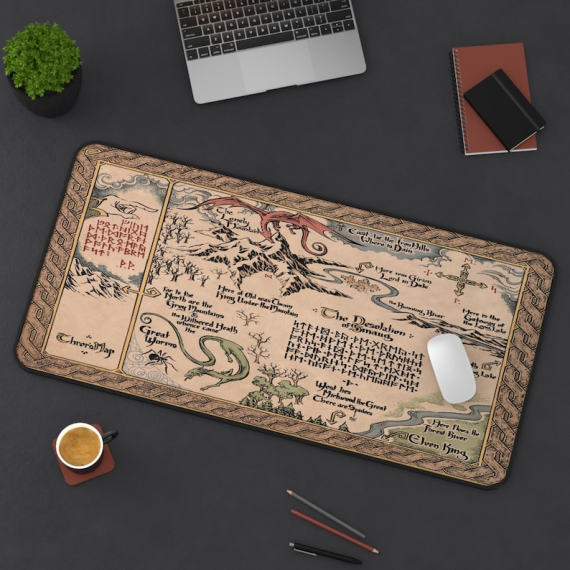 LOTR Middle Earth Map Mousepad | The Hobbit Map Desk Mat | Gift For Gamer | Mothers Day HG Gift