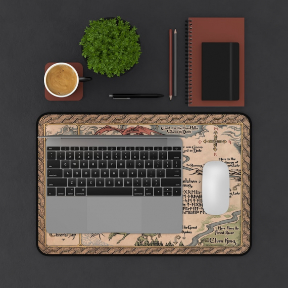LOTR Middle Earth Map Mousepad | The Hobbit Map Desk Mat | Gift For Gamer | Mothers Day HG Gift
