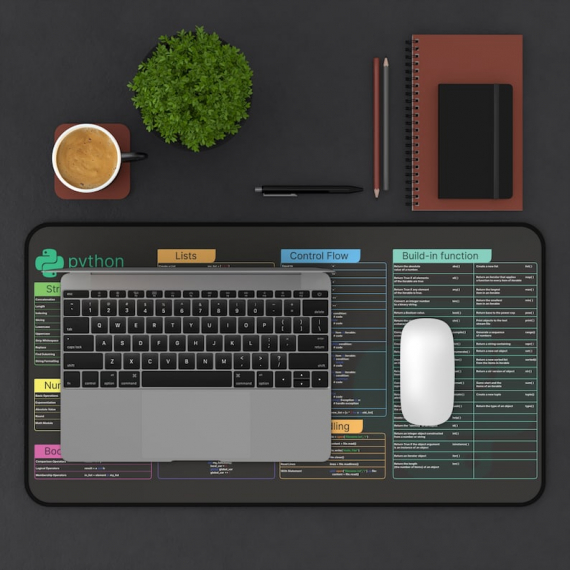 Python Cheat Sheet Mouse Mat software engineers, hackers and programmers HG